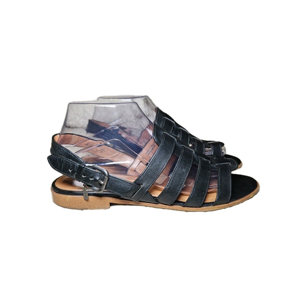 Coach Women's Skyler Flat Gladiator Black Sandals Size 9B