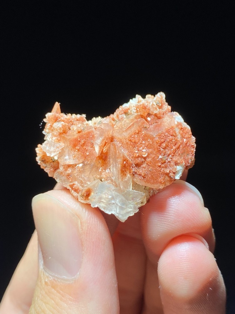 Natural Red Calcite Crystal Cluster Mineral Specimen from Fujian