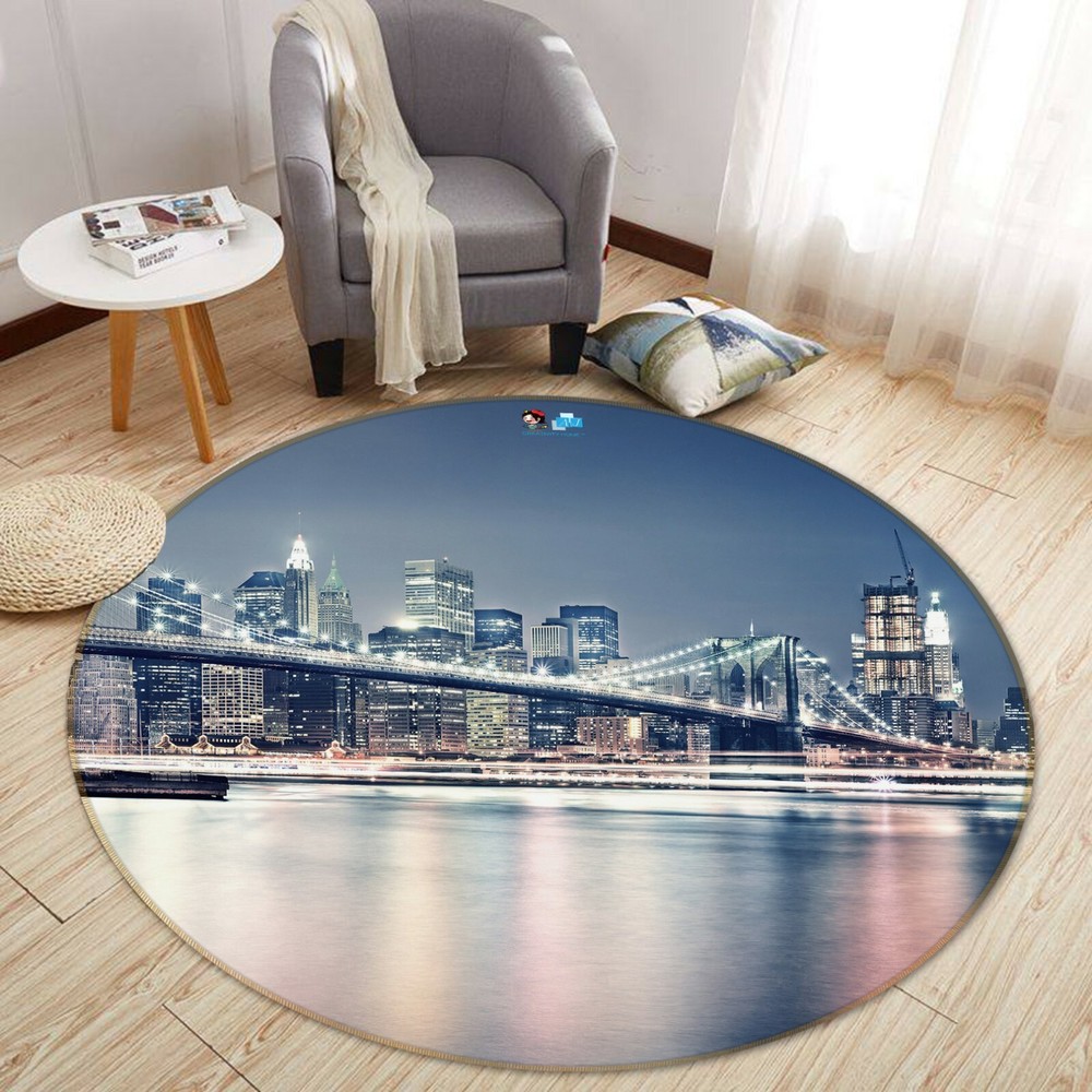 3D New York Bridge Night View NAO3615 Game Rug Mat Elegant Photo Carpet Mat Fay