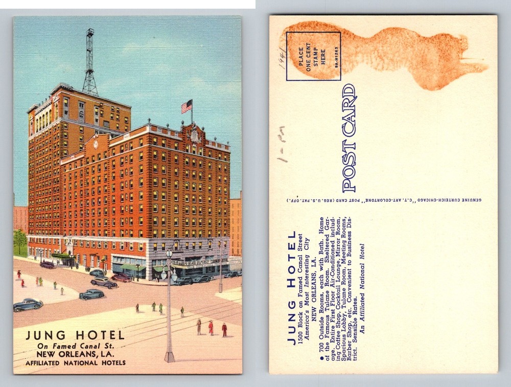 New Orleans, LA-Louisiana, Jung Hotel on Canal Street Landmark Vintage Postcard