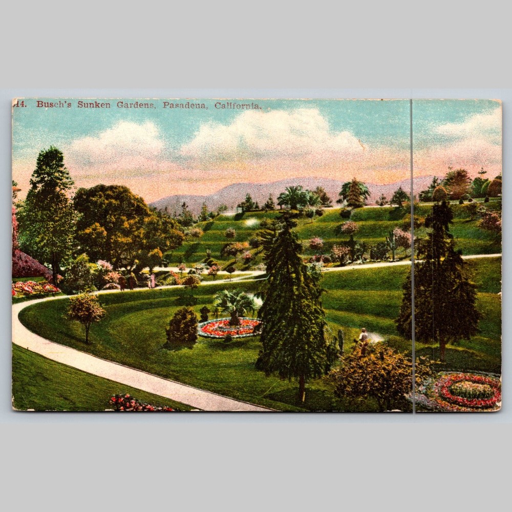 Postcard Busch's Sunken Gardens Pasadena California