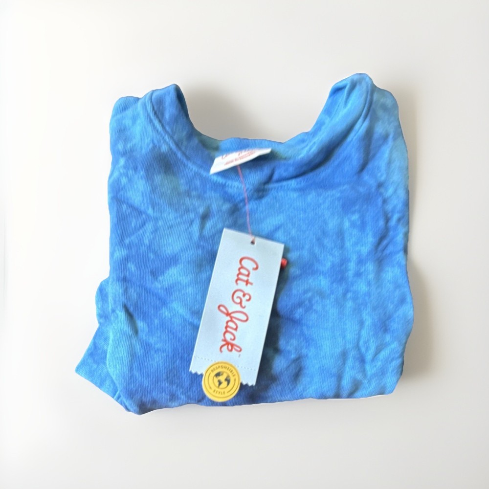Cat & Jack Blue Tie Dye Long Sleeve Cotton Crew Neck T-Shirt 3T