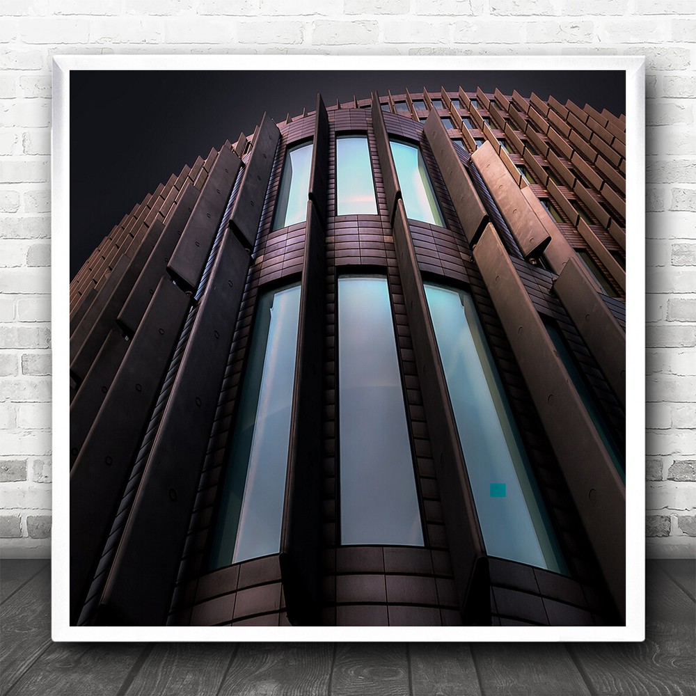 Architecture Lookup Window Swirl Building Dark Square Wall Art Print