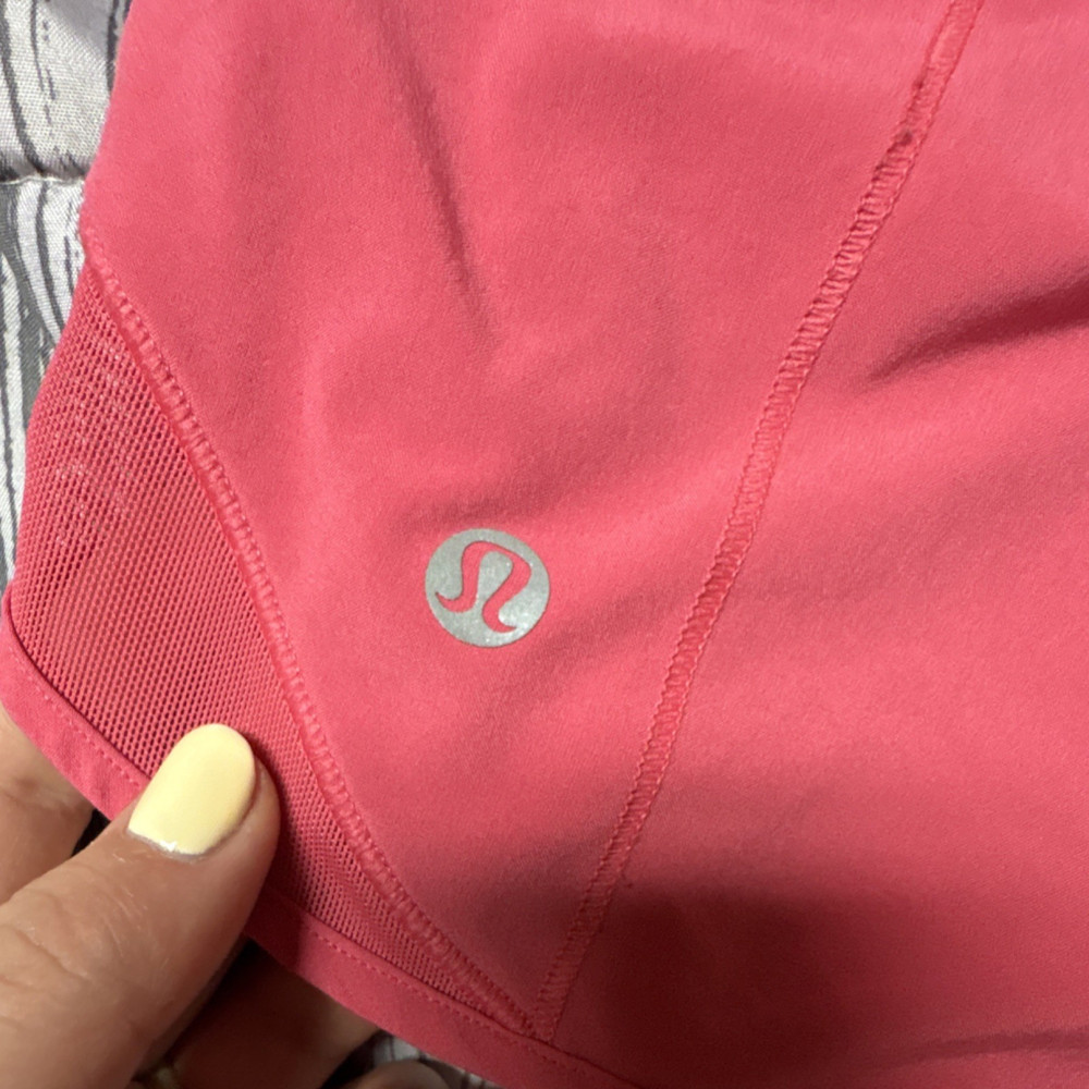 Lululemon Women’s Solid Pink Running Shorts Size 10 Drawstring Elastic Waist