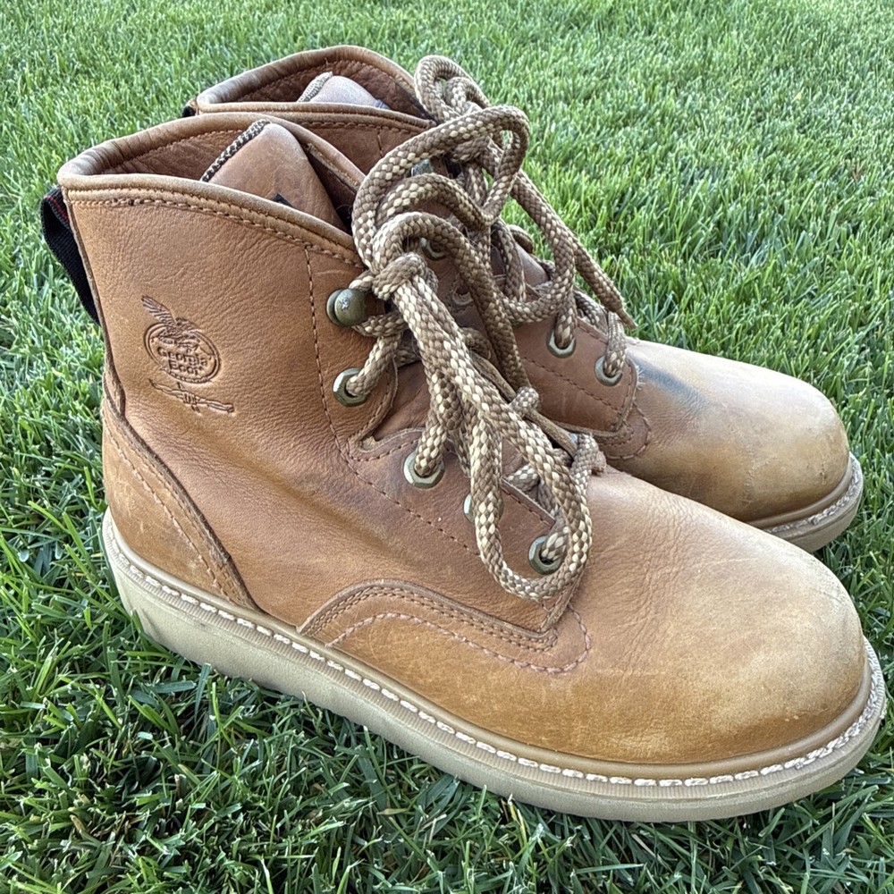 Georgia Boot G6152 Wedge Boots 6” Barracuda Gold Brown SIZE 7 Wide MENS