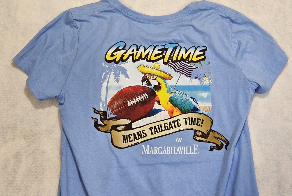 Seattles Seahawks T Shirt Womans Sz L Jimmy Buffett Margaritaville Parrot Blue