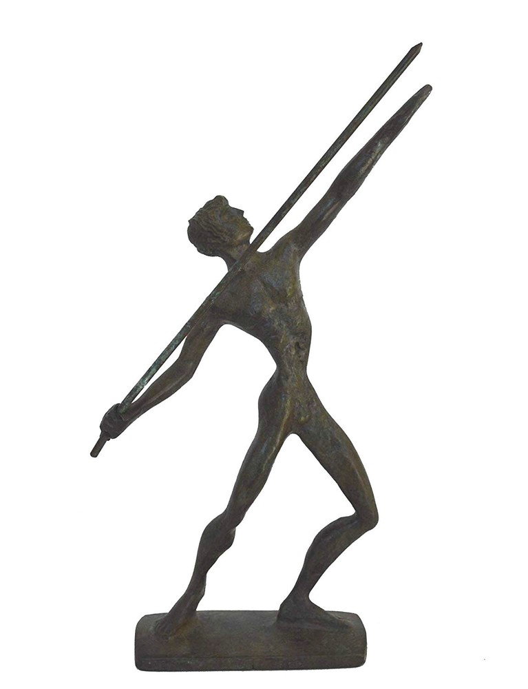 Ancient Greek Javelin Thrower Bronze Statue - Olympic Games Athlete Figure
