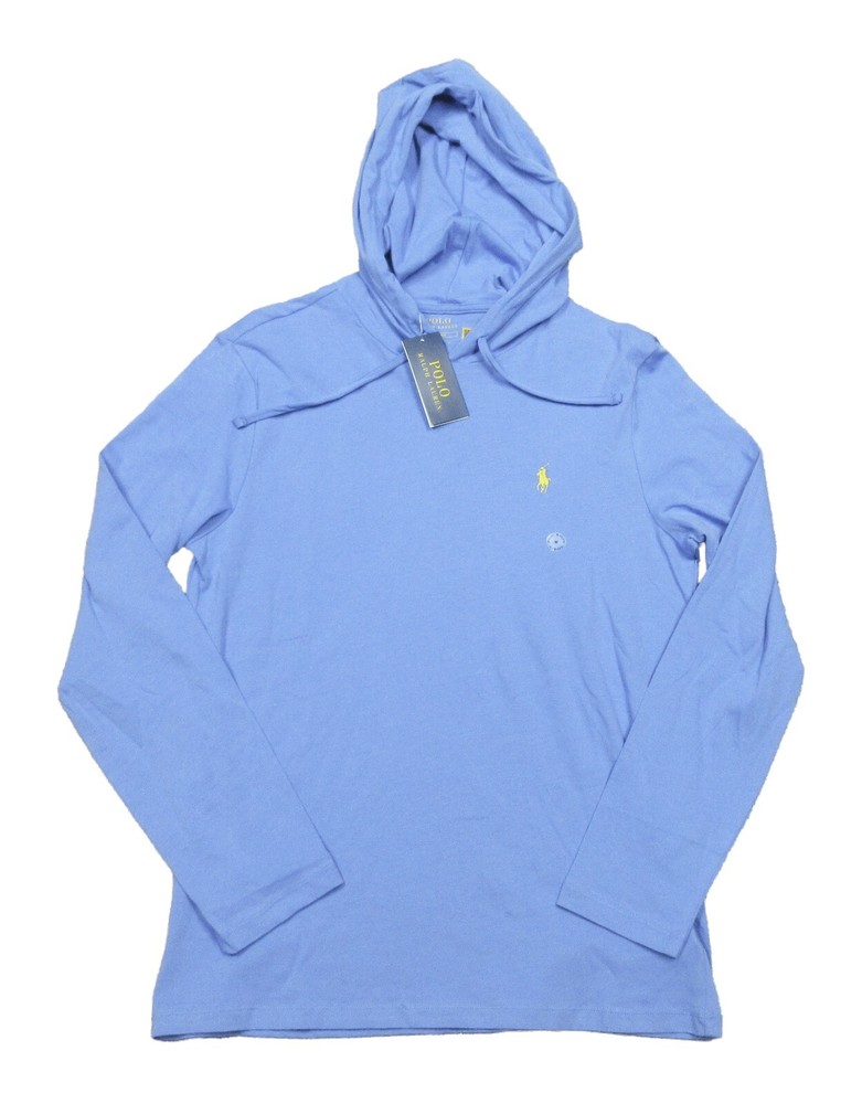 Polo Ralph Lauren Men's Blue Solid Jersey Hooded T-Shirt