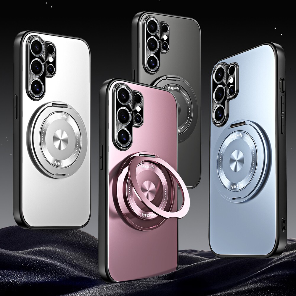 Mag Safe Magnetic Case For Samsung Galaxy S25 S24 Ultra Plating Ring Stand Cover