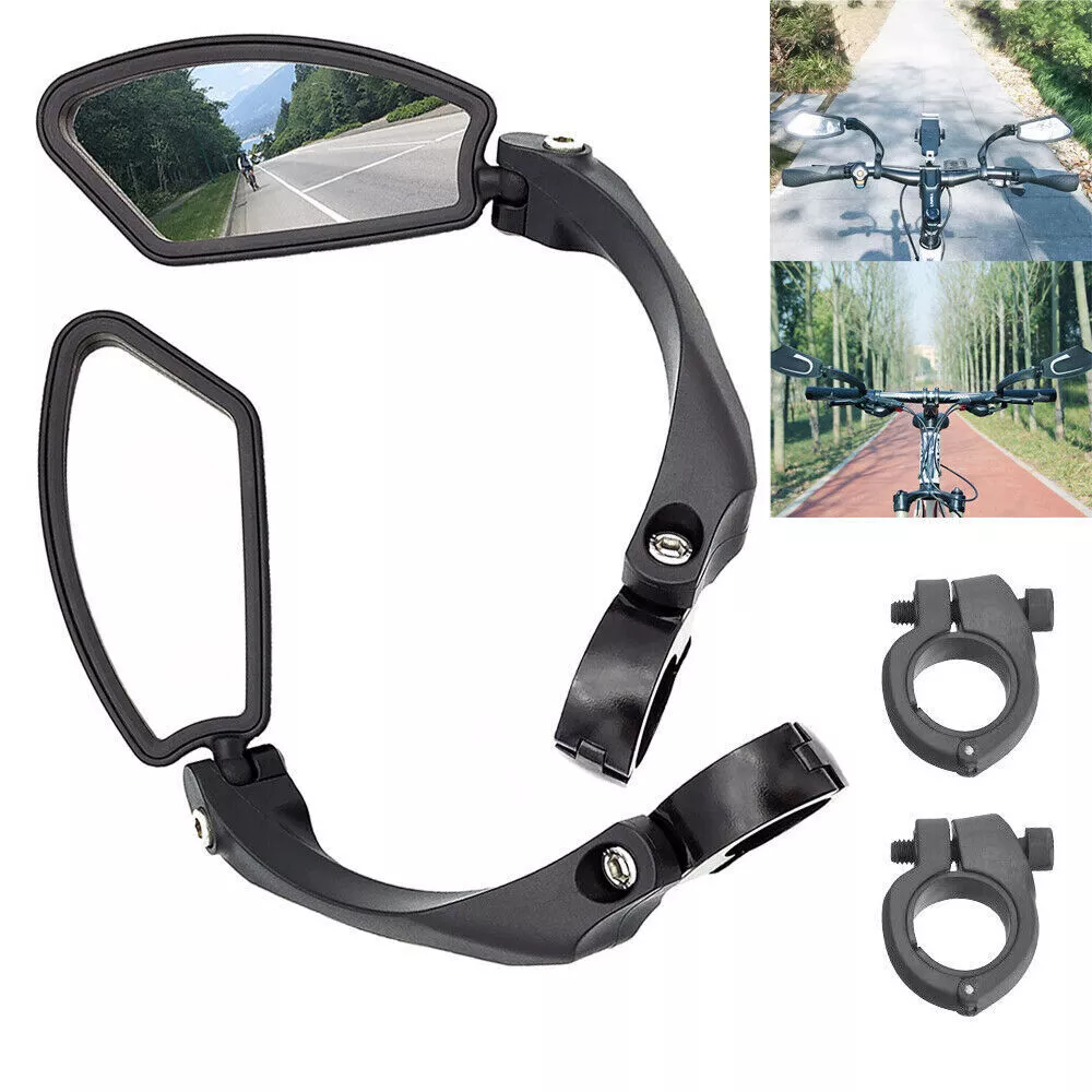 1 Pair E-Bike Handlebar Rear View Mirror Bicycle Rearview Rectangle Back Mirror