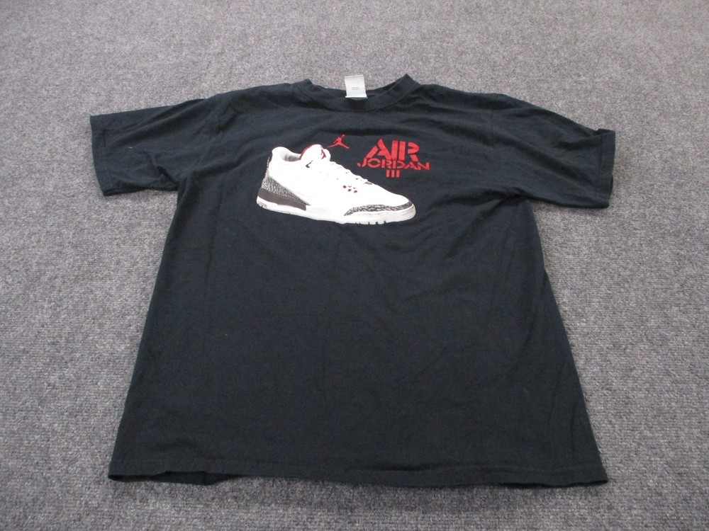 Nike Air Jordan Shirt Mens L Black Graphic Tee Casual Basketball Shoe Print Y2K