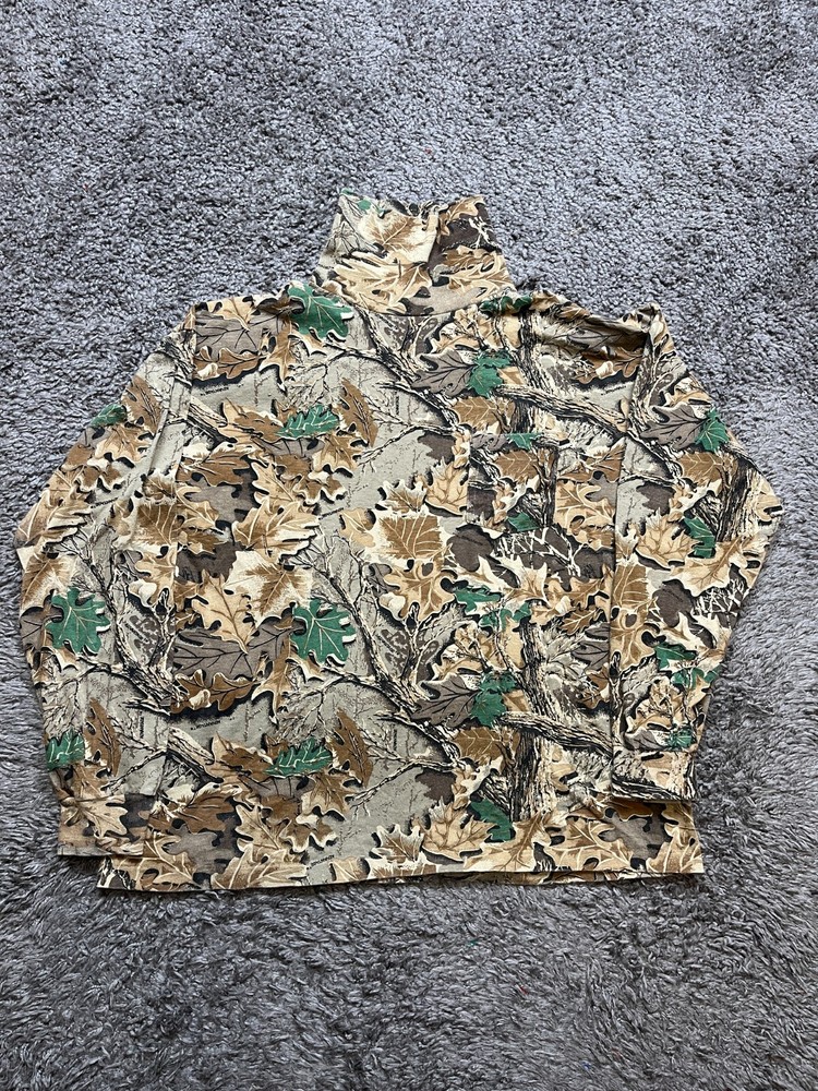 VTG Sasquatch Shirt Mens 2XL Camo Single Stitch Long Sleeve Mock Neck Hunting