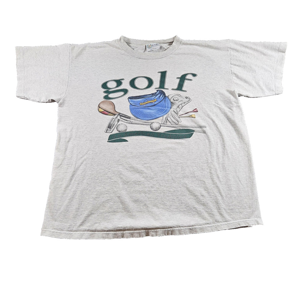 Vintage Players By Van Heusen Golf Shirt Mens XL Gray Graphic Made USA 90s Tee