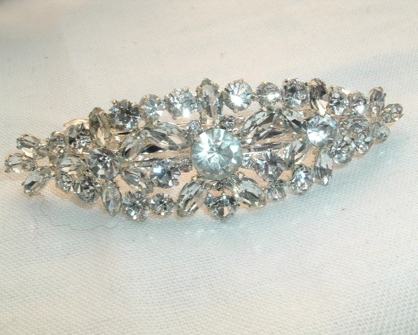 Beautiful Vintage Hollywood White Rhinestone Hair Barrette