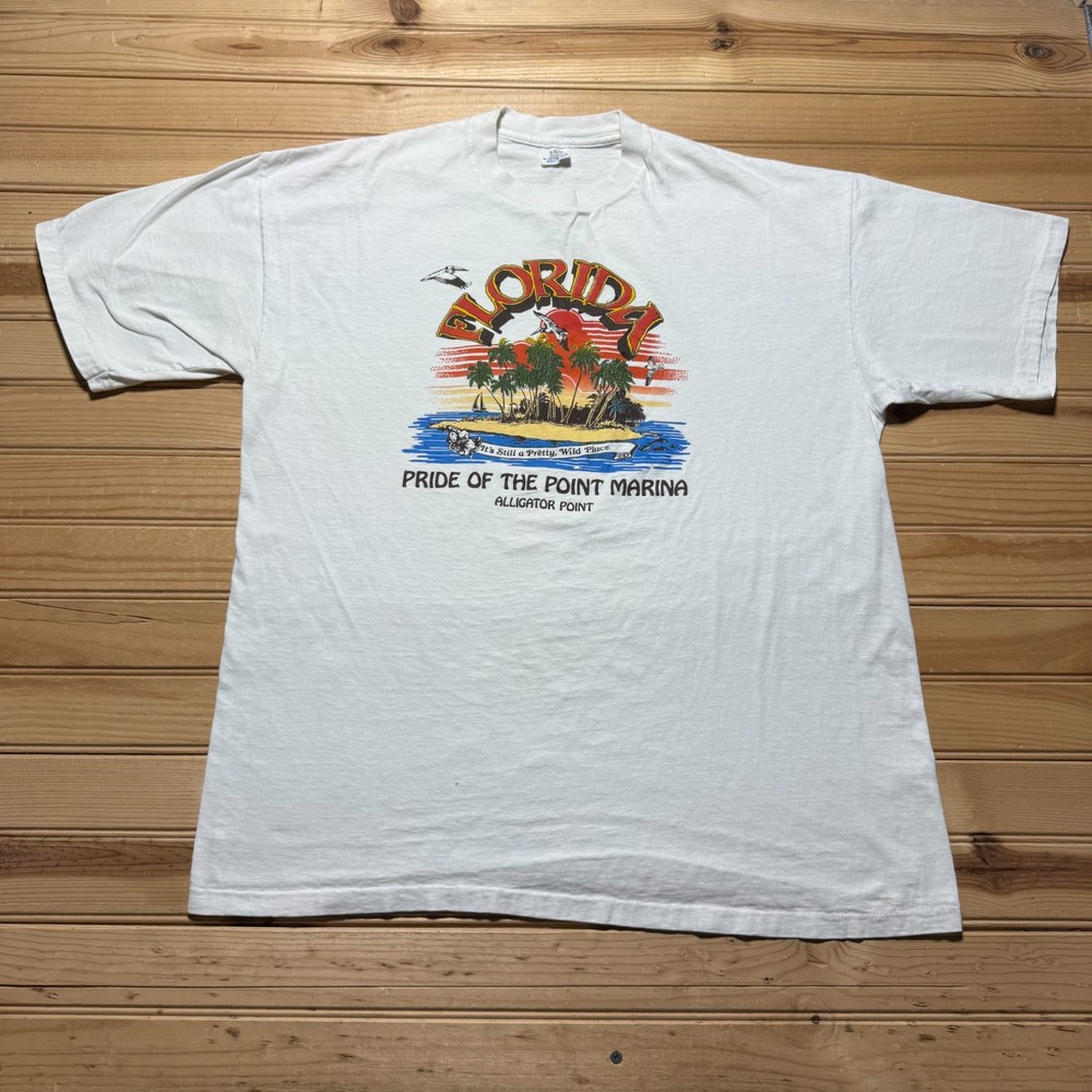 Vintage 80s Florida Pride Point of the Marina Alligator Graphic T-Shirt - XXL