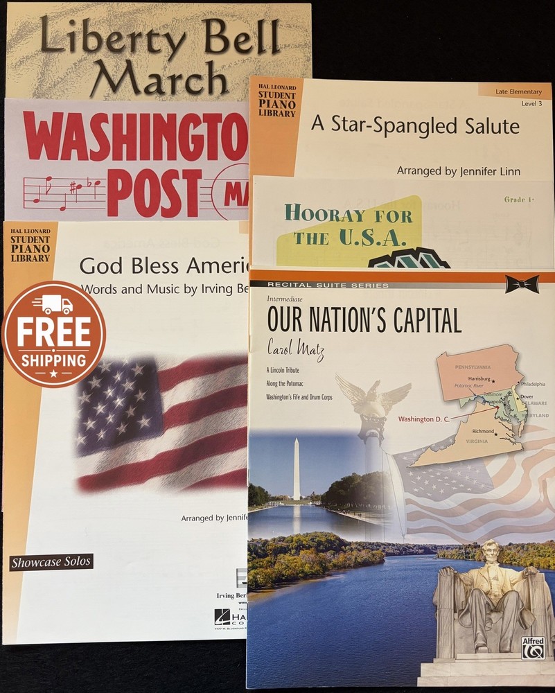American Patriotic Piano Sheet Music Bundle USA Marches Recital Teaching Lot 6