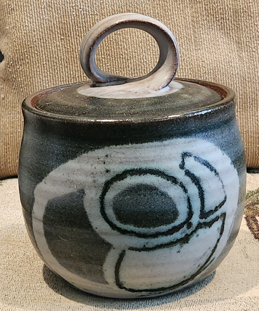 Vintage Studio Art Pottery Pot/Lid Signed Mid Century Modern- 6