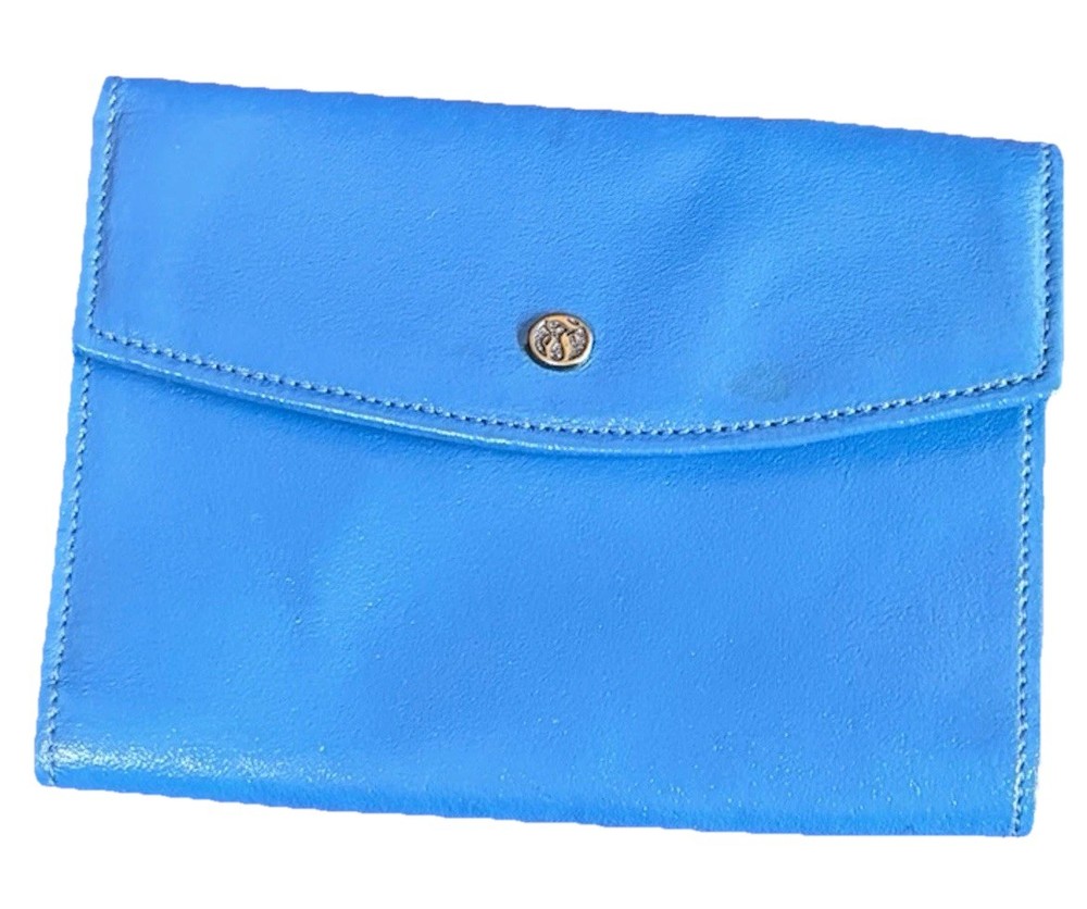 Vintage Ferree Blue Leather Wallet New With Original Card