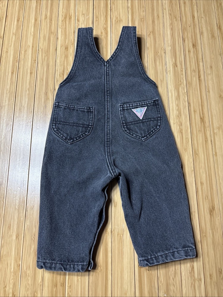 Vintage Guess Georges Marciano Overalls Toddler 12M Made In USA 90s Baby Black