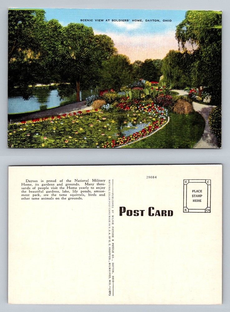 Dayton, OH-Ohio, Soldiers Home Scenic Gardens And Lily Pond Vintage Postcard