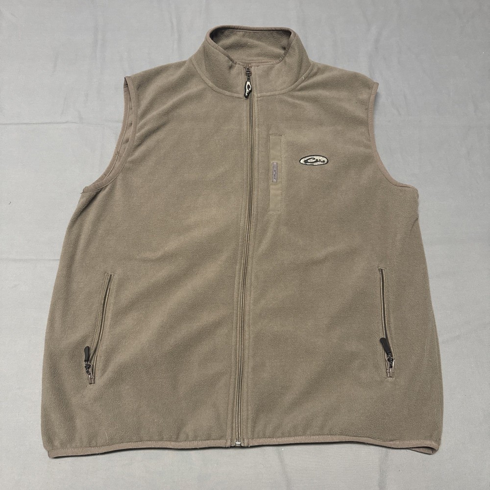 Drake Clothing  Vest Mens Large Green Fleece Full Zip Magnattach Pocket Hunting