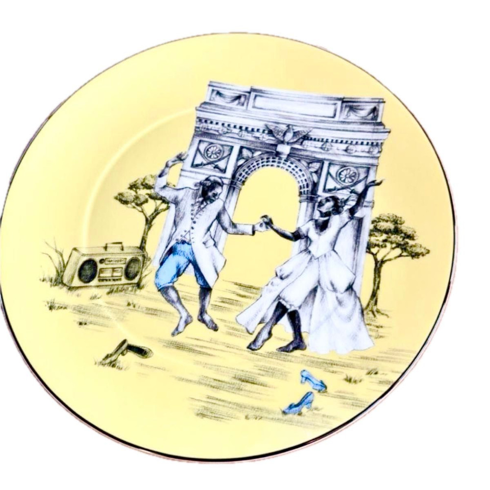 Wedgwood Sheila Bridges Dancing Accent Plate 20cm Yellow Bone China Rare No Box