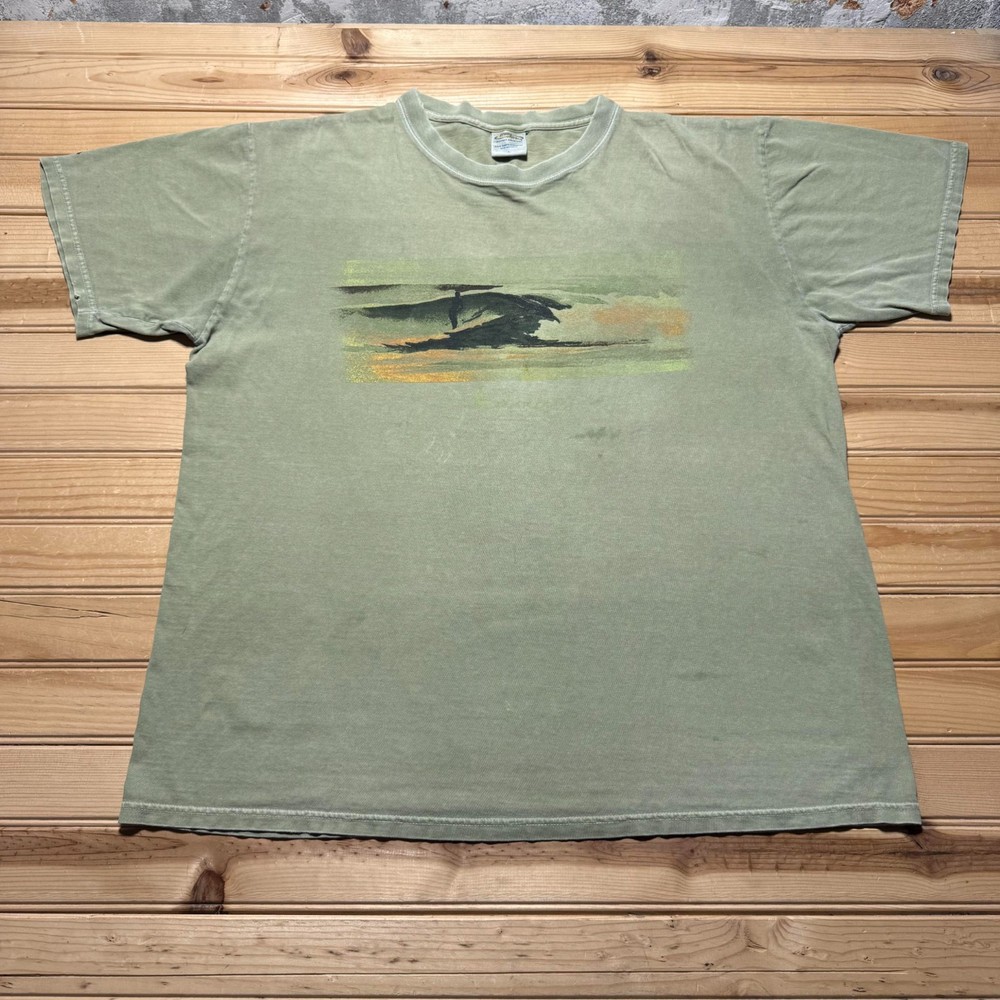 Vintage Y2K Crazy Shirts Ocean Wave Beach Surf Hawaiian Souvenir T-Shirt - Large