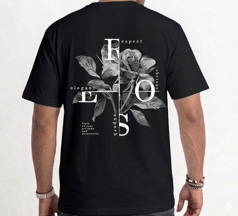 Abstract Rose Typography T-Shirt - Feminist Graphic Tee - Modern Gothic Fashion-image