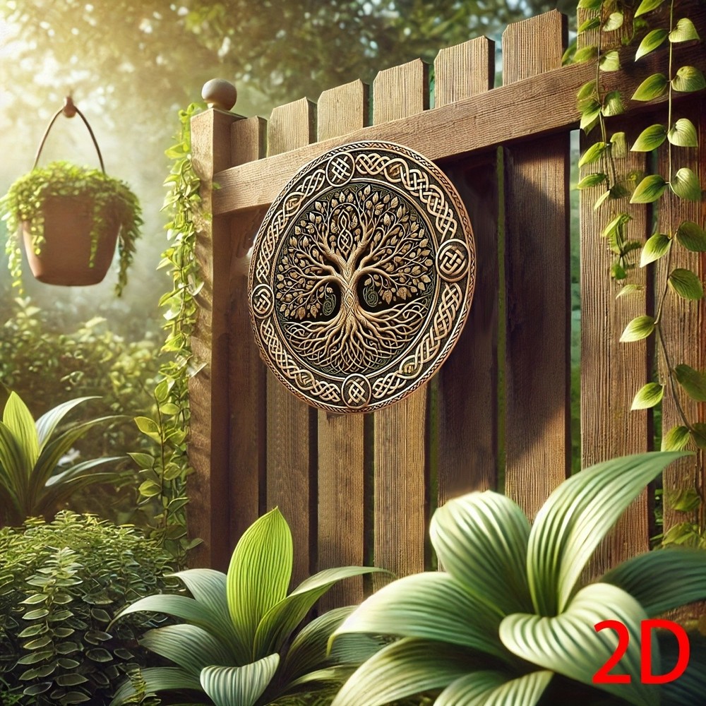 Celtic Tree of Life Round Aluminum Sign, Vintage Bar/Cafe Decor