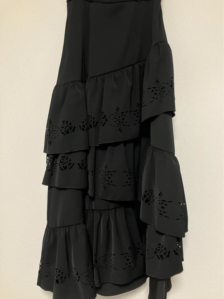 Ado HARE Unisex Laser Cut Tiered Skirt Black Free Size Japan Pre-Owned