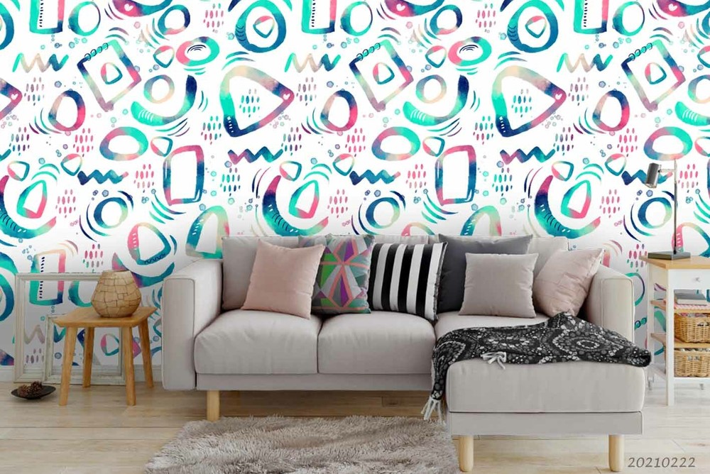 3D Abstract Pattern Graffiti Self-adhesive Removable Wallpaper Murals Wall 894-image