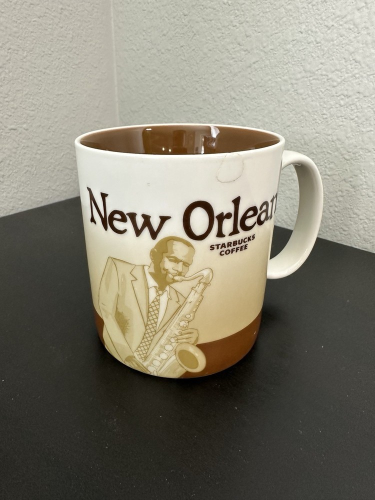 Starbucks New Orleans Mug 2009 Collector Series 16oz Jazz Saxophone City Skyline
