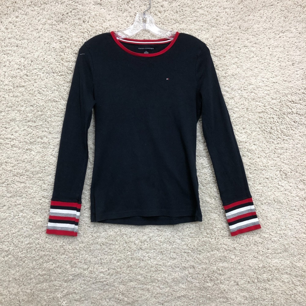 Tommy Hilfiger Top Shirt Medium Adult Blue Long Sleeve Pullover Tee Womens M