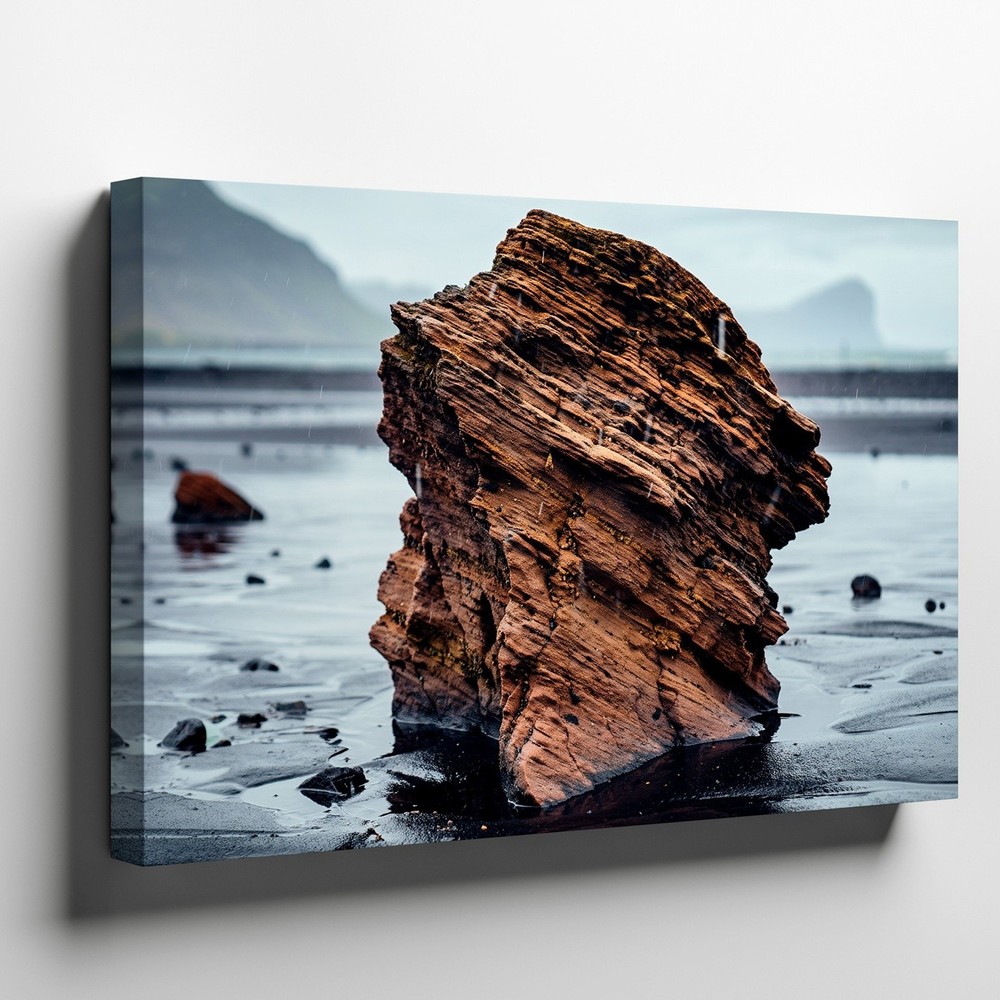 Large, Rugged Rock Formation Dominates The Center Of The Wall Art Canvas Print