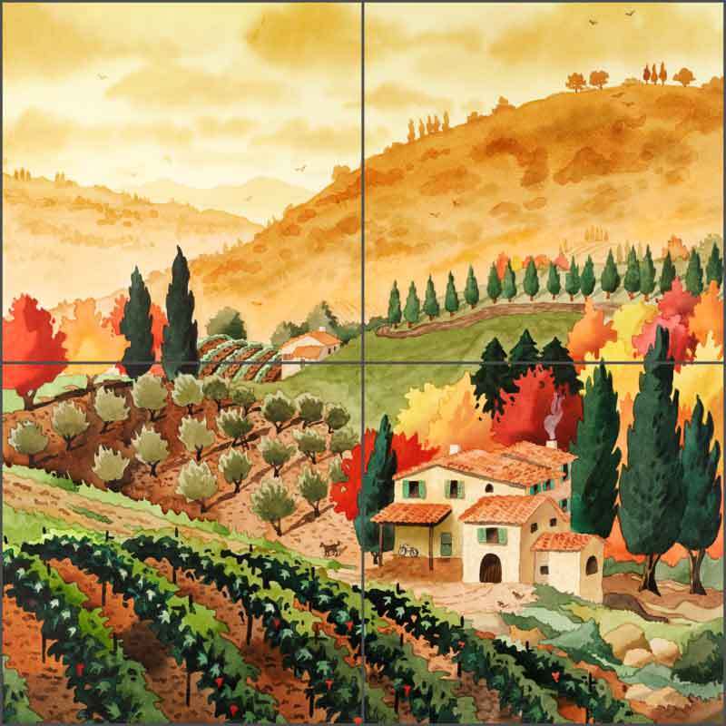 Ceramic Tile Mural Kitchen Backsplash Altman Tuscan Farmhouse Art RWA015