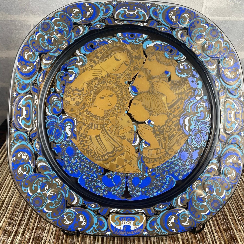Rosenthal 1981 Bjorn Wiinblad Glass Christmas Plate 3 Wise Men, Mary & Jesus