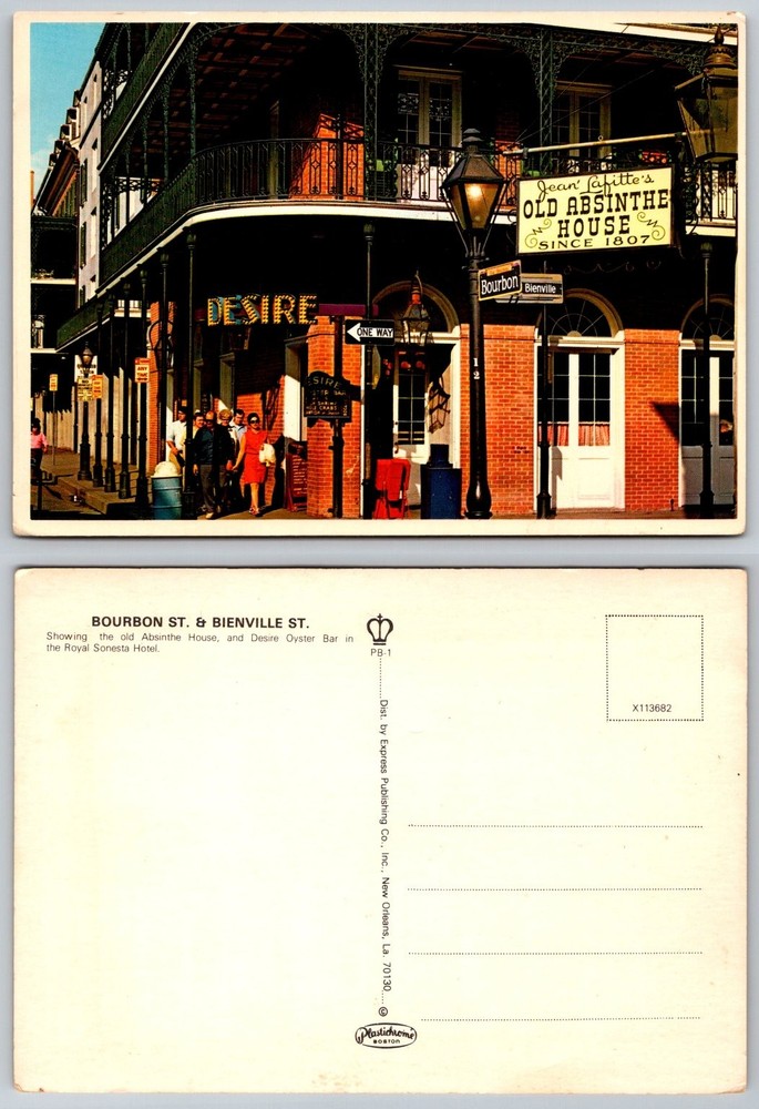 New Orleans Bourbon St. Old Absinthe House Desire Oyster Bar Postcard-image