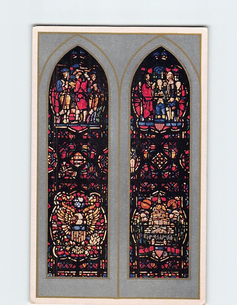 Postcard Washington Memorial Chapel Valley Forge Pennsylvania Stained Glass
