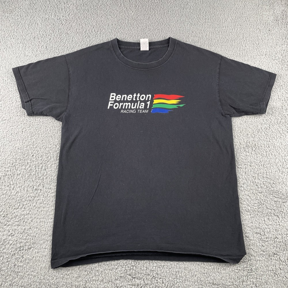 Benetton Formula 1 Racing Team FOTL  Black Medium Cotton Shirt Sleeve T Shirt