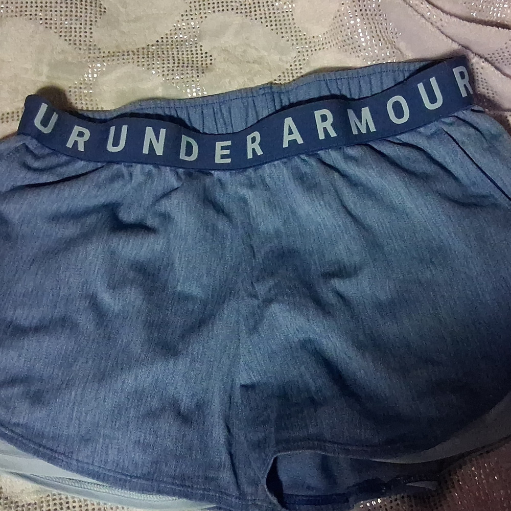 Under Armour Women’s Athletic Activewear Shorts Blue Solid Jersey Elastic Waist