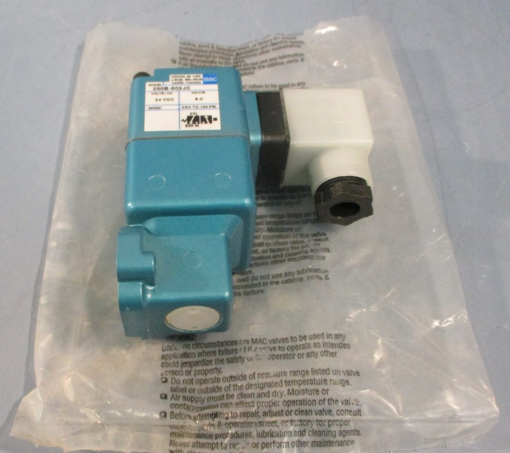 Mac Valves 250B-502JC Solenoid Valve 24 VDC 6 W Vac to 150 PSI