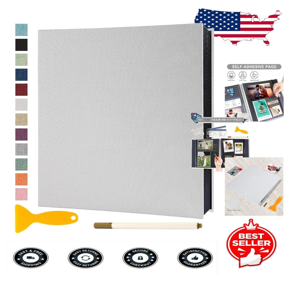 Acid-Free Magnetic Photo Album with 60 Pages in White, Self-Adhesive Design-image