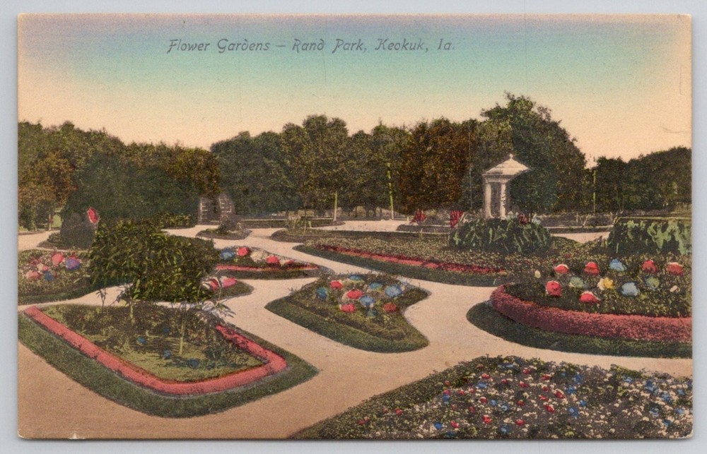 Rand Park Flower Gardens Keokuk Iowa Postcard Early 1900s 