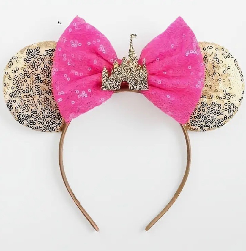 Custom Head Band Sequin Gold And Pink