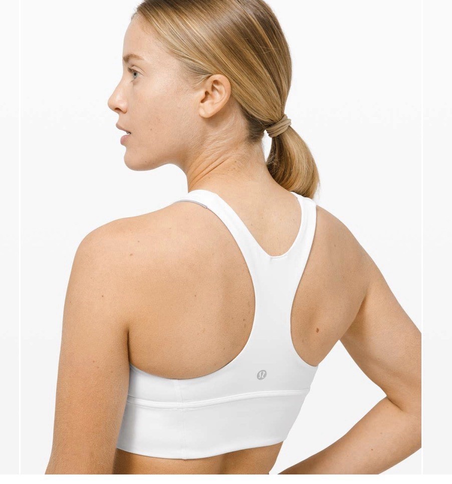 lululemon Wunder Train Longline Women's White Racerback Sports Bra Size 8