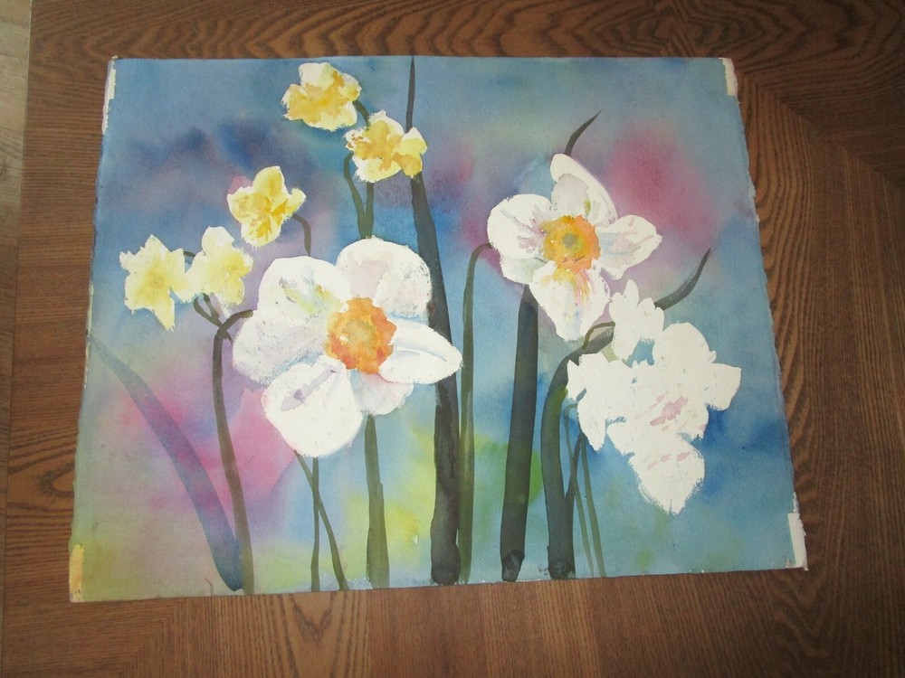 Original Watercolors By Peg Humphreys,Daffodils & Abstract Mtn Scene 16