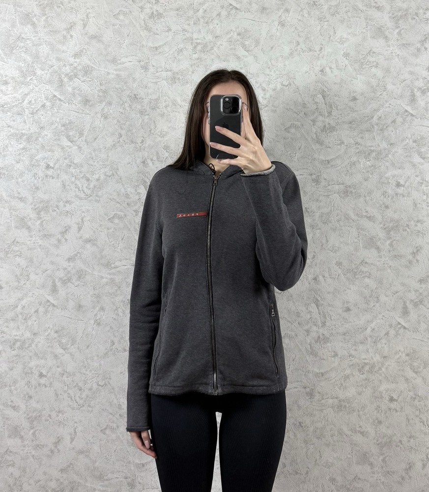 Vintage 90s Prada Sport Red Tab Women’s Zip Up Hoodie
