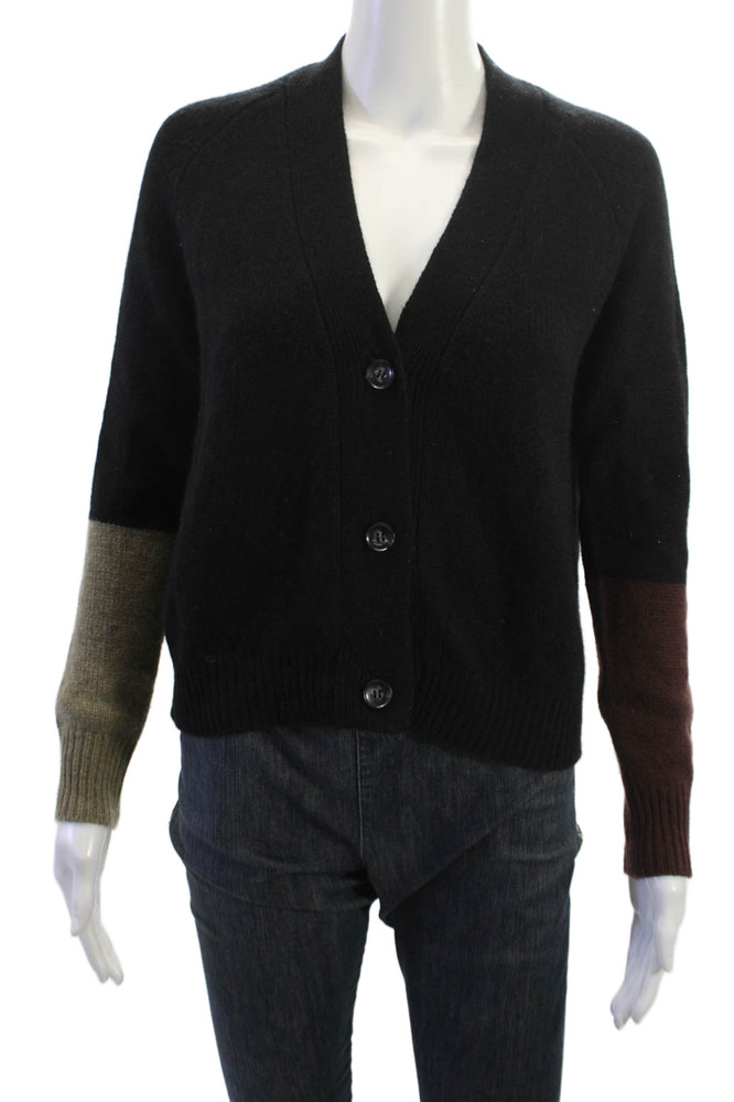 One Grey Day Womens Cardigan Black Cashmere V-Neck Button Long Sleeve Size XSFree Shipping in US $100+ Orders | $6.95 Orders Below