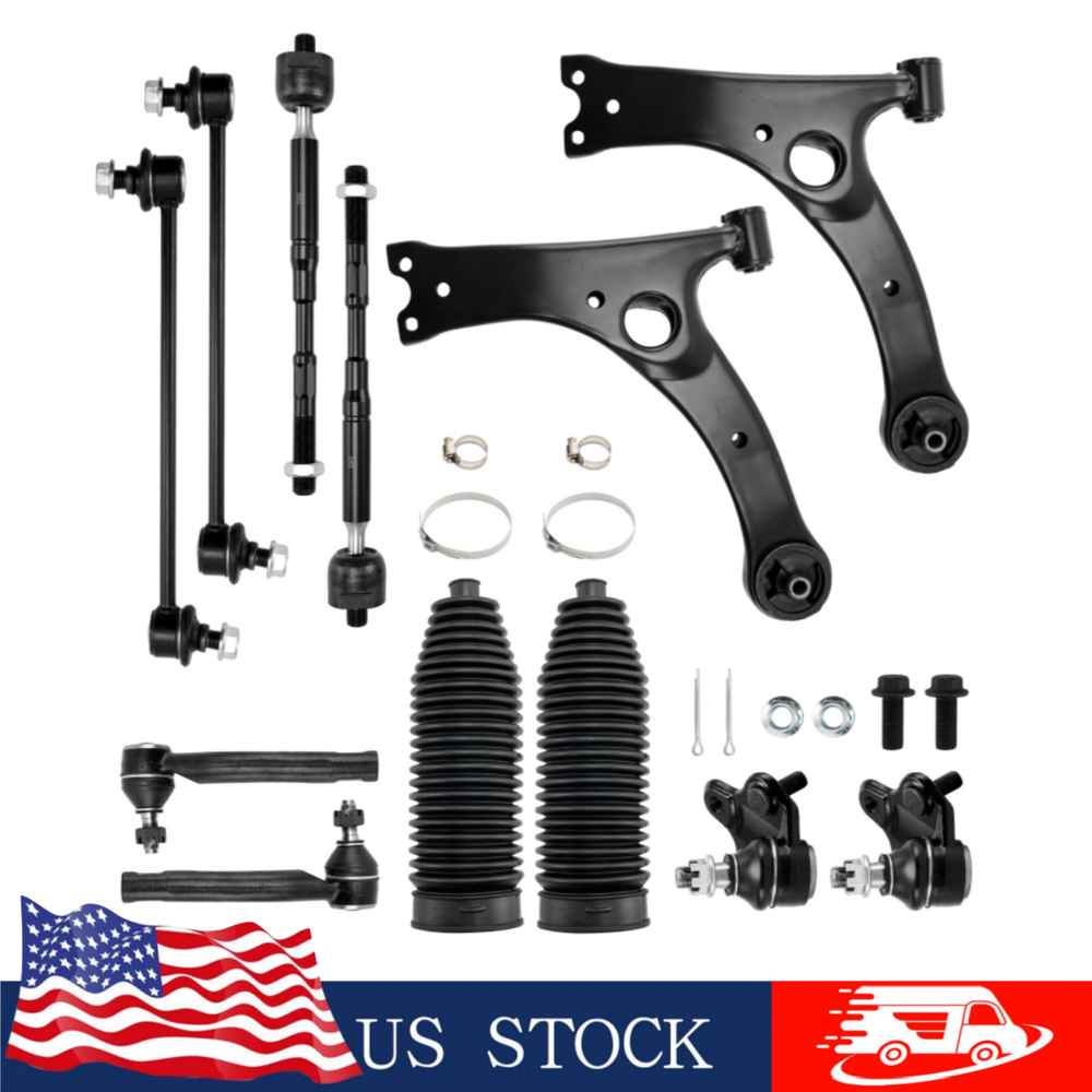 12Pcs Suspension Kit for 2003-2008 Toyota Corolla - Control Arms, Ball Joints, Tie Rods  