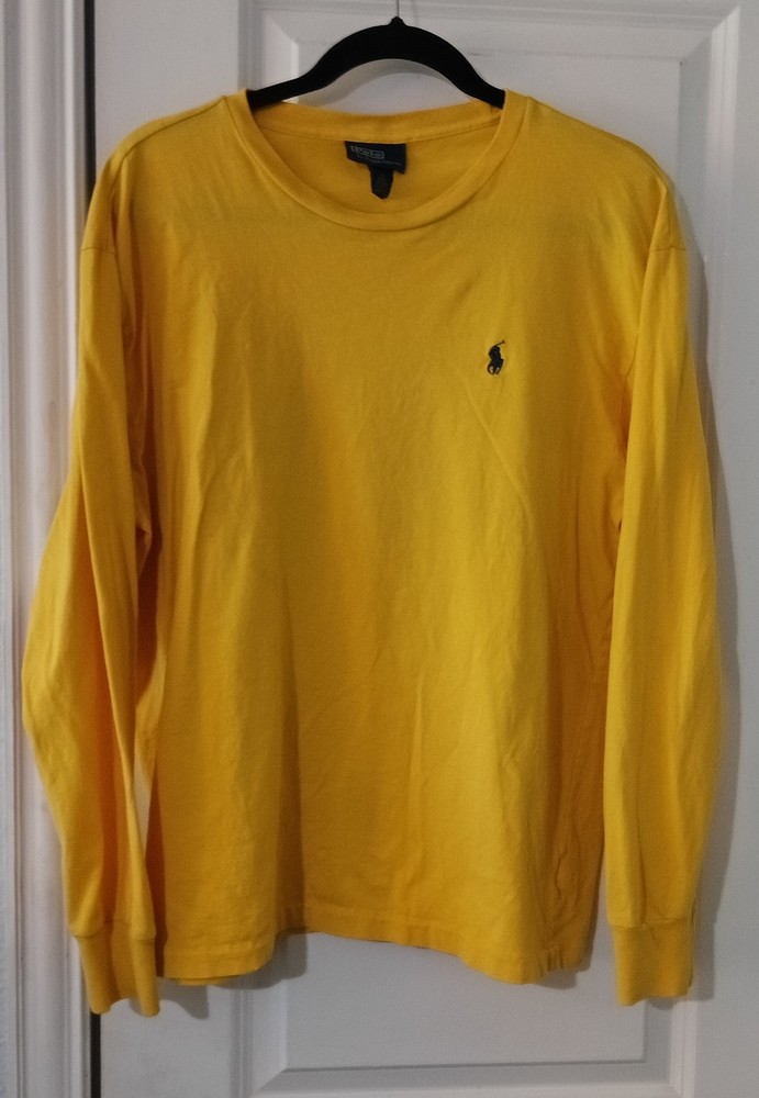 Polo Ralph Lauren Men's M Classic Fit Long Sleeve Crewneck Yellow Cotton Tee
